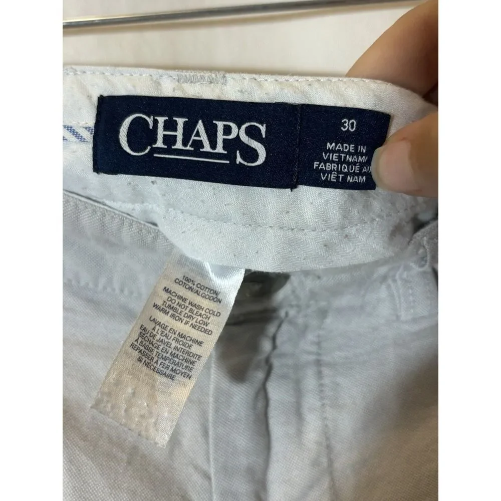 Chaps Shorts Men 30 Hampton Khaki Cotton Flat Front‎ Linen Look DD20